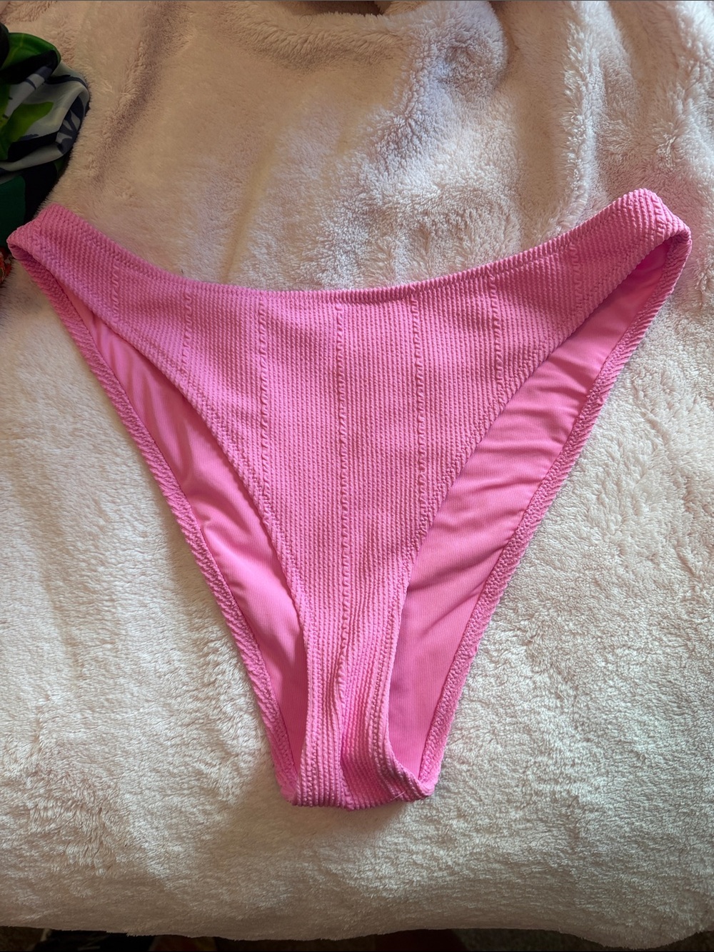 aerie Pink Ribbed High-Cut cheekiest Bikini Bottom